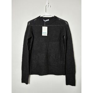 NEW! PACAS Pullover Knit Sweater Sz XS Black Alpaca/wool Quiet Luxury Minimalist